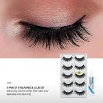 Fluffy Russian False Eyelashes - 5 Pairs with Glue
