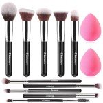 12-Piece BEAKEY Makeup Brush Set with Sponges