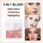 Xumann Long-Lasting Shimmer Blush Palette - 4 Colors