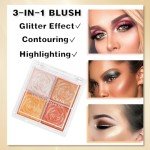4 Color Long-Lasting Shimmer Blush Palette