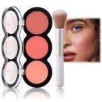 Tricolor Blush Palette with Fiber Brush – Long-Lasting Color