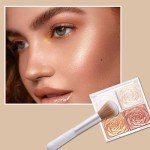 4-Color Blusher Palette with Brush - Matte & Shimmer
