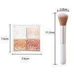 4-Color Blusher Palette with Brush - Matte & Shimmer