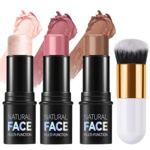 Contour Highlighter Blush Sticks Set with Brush