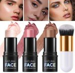 Contour Highlighter Blush Sticks Set with Brush