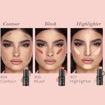 3-Piece Contour Stick Set: Bronzer, Highlighter, Blush