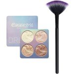 4-Color Baked Highlighter & Bronzer Palette with Brush