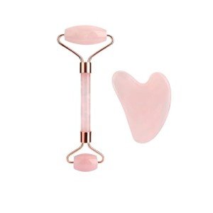 Rose Quartz Roller & Gua Sha Set for Skincare