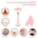 Pink Gua Sha & Jade Roller Facial Massage Set
