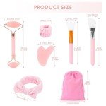 Pink Gua Sha & Jade Roller Facial Massage Set