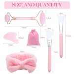 VEGCOO Rose Quartz Roller & Gua Sha Set