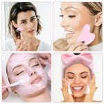 VEGCOO Rose Quartz Roller & Gua Sha Set