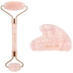 Rose Quartz Roller and Gua Sha Set for Skin Care