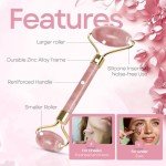 Rose Quartz Facial Roller for Puffiness Relief