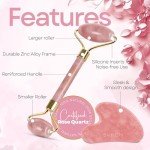Rose Quartz Roller and Gua Sha Set for Skin Care