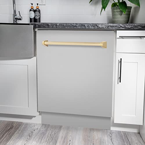 ZLINE 24" Stainless Steel Dishwasher with Gold Handle