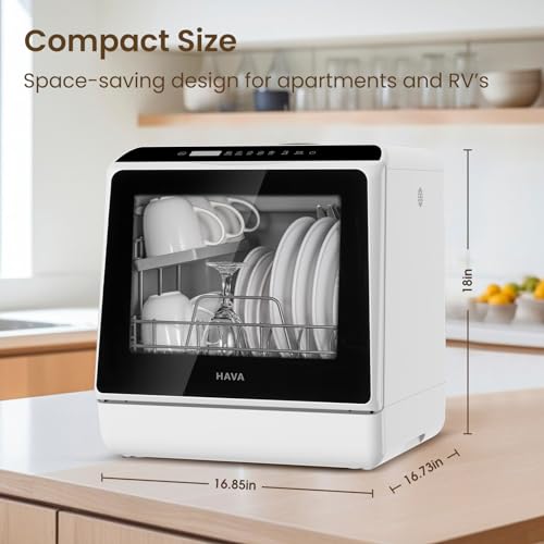 HAVA Countertop Dishwasher with 6 Programs & 5L Tank