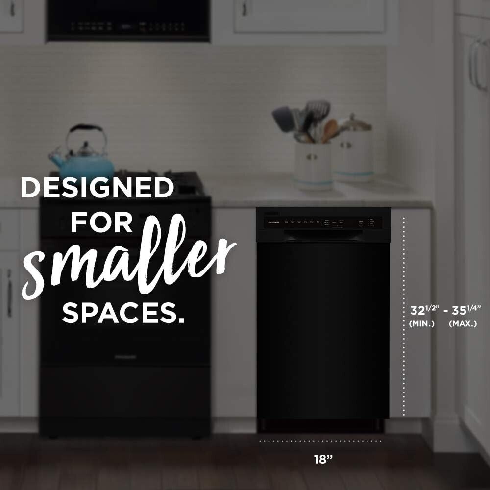 Black 18" ADA Compact Dishwasher with Dual Spray Arms