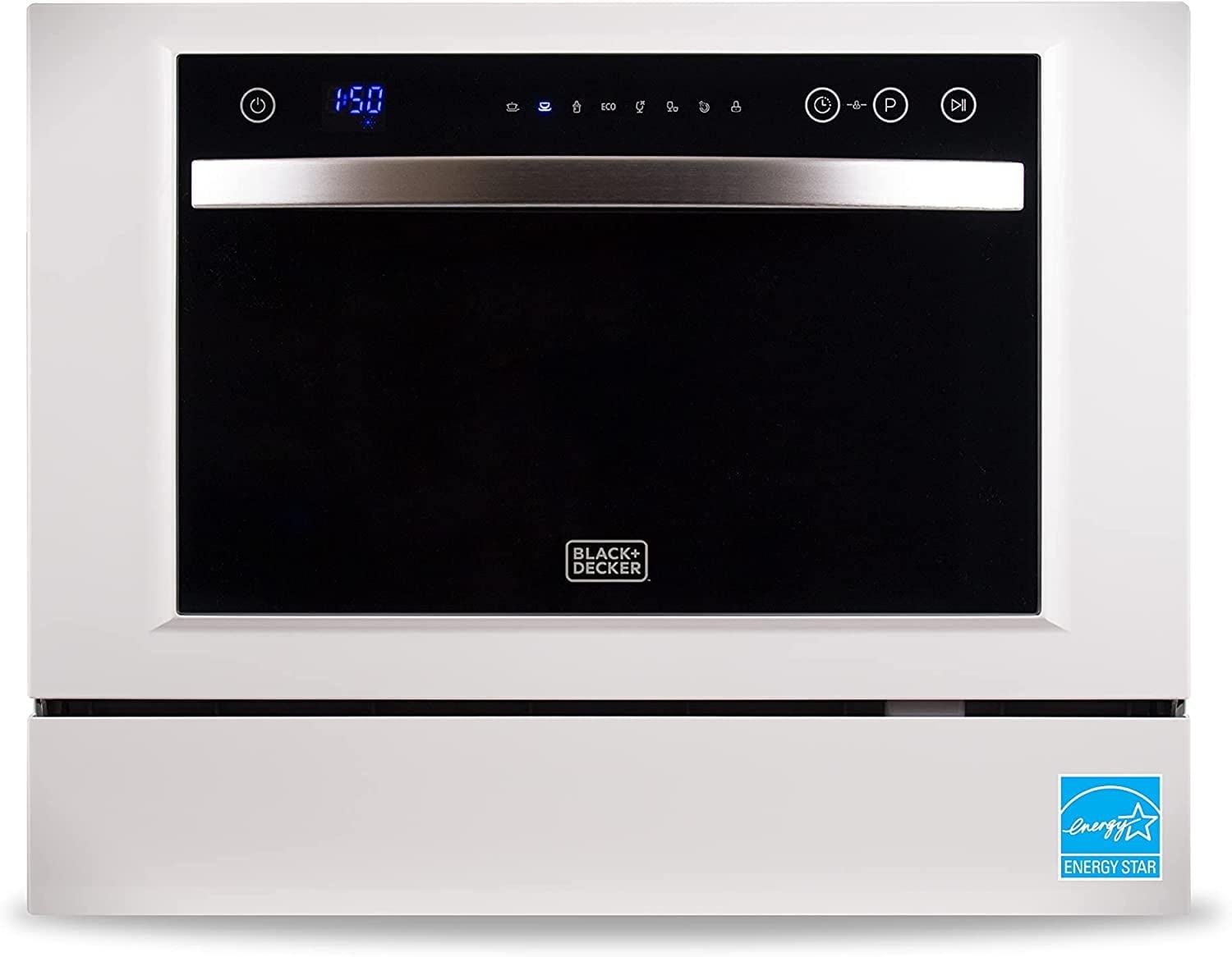 BLACK+DECKER Compact Countertop Dishwasher, 6 Settings