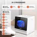 AIRMSEN Portable Countertop Dishwasher with 8 Wash Programs