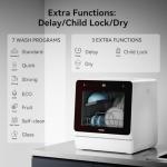 Hermitlux Portable Mini Dishwasher with 7 Programs