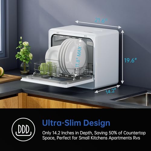 AIRMSEN Countertop Portable Dishwasher with 5 Place Settings