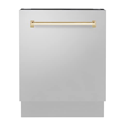 ZLINE 24" Stainless Steel Dishwasher with Gold Handle