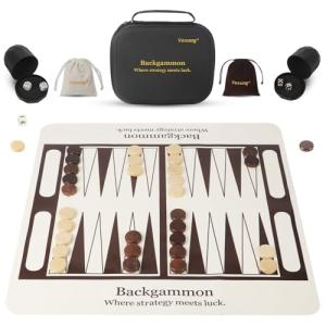 Portable 20-Inch Silicone Backgammon Set with Bag