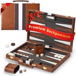 Premium 15-Inch Backgammon Set with Leather Case