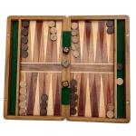 Wooden Inlaid Backgammon Set with Dice and Pieces