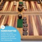 Wooden Inlaid Backgammon Set with Dice and Pieces