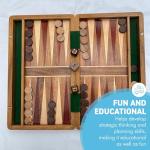 Wooden Inlaid Backgammon Set with Dice and Pieces