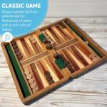 Wooden Inlaid Backgammon Set with Dice and Pieces