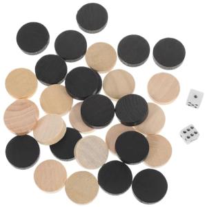 Wooden Backgammon Pieces Set with Dice, 30pcs