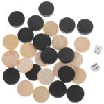 Wooden Backgammon Pieces Set with Dice, 30pcs