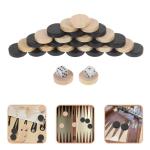 Wooden Backgammon Pieces Set with Dice, 30pcs