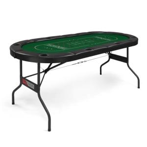 8-Player Foldable Poker Table with Cup Holders