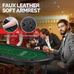 8-Player Foldable Poker Table with Cup Holders