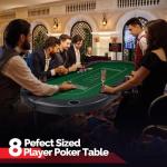 8-Player Foldable Poker Table with Cup Holders
