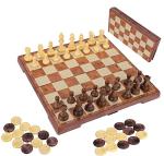 Fixget 2-in-1 Wooden Chess and Checkers Set