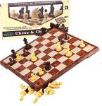 Fixget 2-in-1 Wooden Chess and Checkers Set