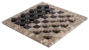 Oceanic & Black Marble Checkers Board Game Set