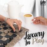 Oceanic & Black Marble Checkers Board Game Set