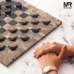 Oceanic & Black Marble Checkers Board Game Set