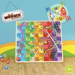 Wooden 2-in-1 Snakes & Ladders Home Race Game