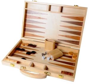 Engelhart 15" Inlaid Wooden Backgammon Set