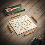 Classic Scrabble Game with Wooden Tiles for 2-4 Players