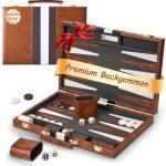 Premium Leather Backgammon Set with Playing Pieces