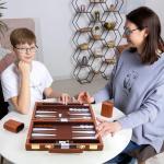 Classic Portable Backgammon Set with Leather Case