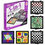 5-in-1 Magnetic Travel Checkers and Chess Set